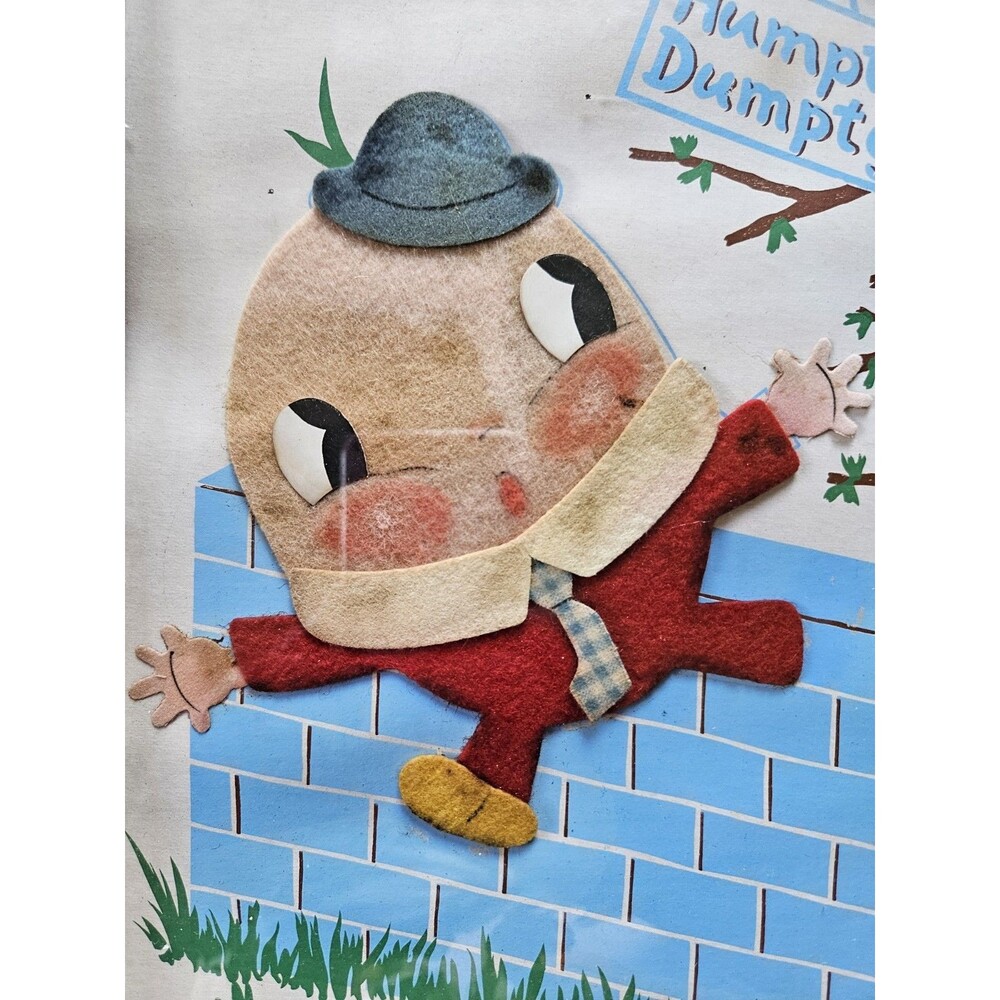 Vintage Young Idea Original by Irmi Felt Picture 3D Rare Humty Dumpty 12 x 9